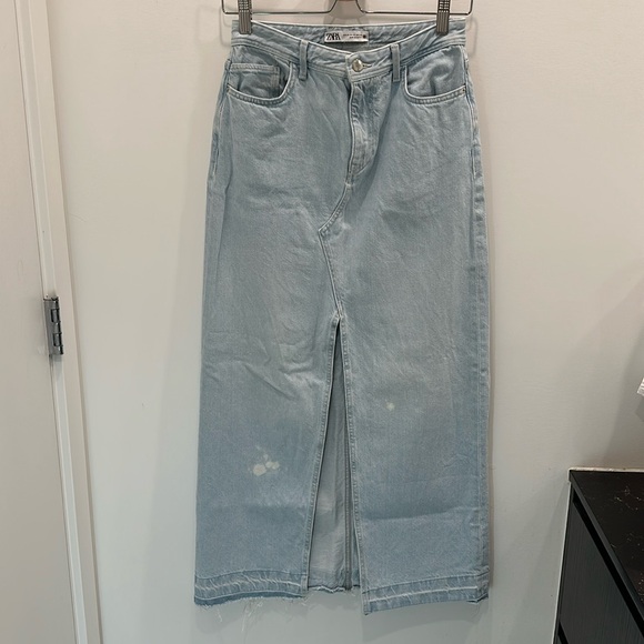 Zara slit denim midi skirt - Picture 1 of 4